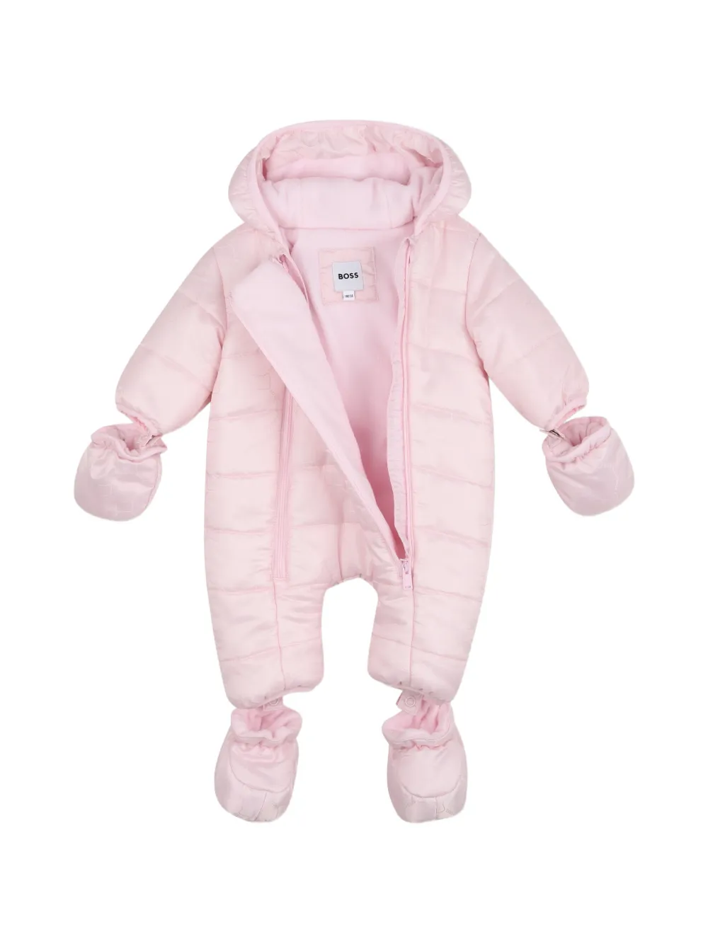 BOSS Kidswear Gewatteerd skipak met logo-print Roze