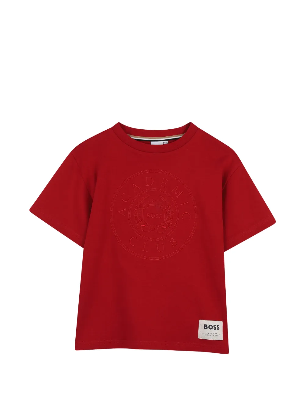 BOSS Kidswear embossed logo-patch cotton T-shirt - Rosso