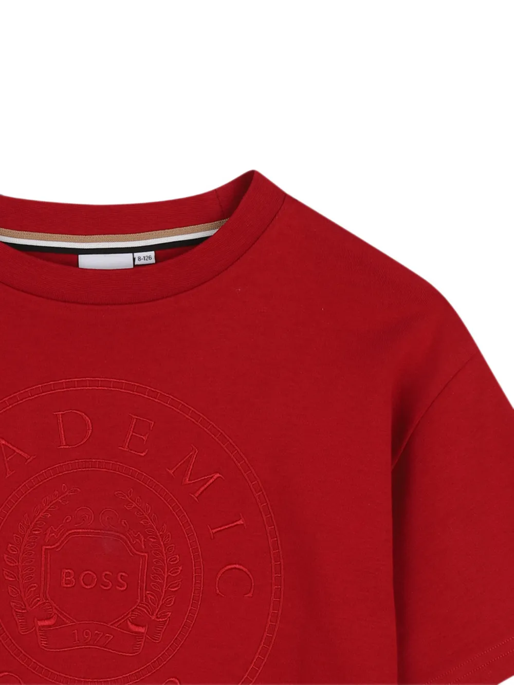 BOSS Kidswear katoenen-T-shirt met logo-patch en reliëf Rood