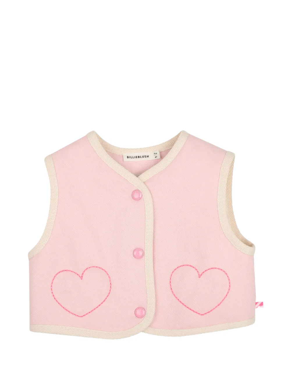 Billieblush Babies' Reversible Heart-embroidered Gilet In Pink