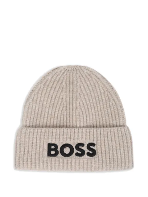 BOSS Kidswear logo-embroidered ribbed-knit beanie hat