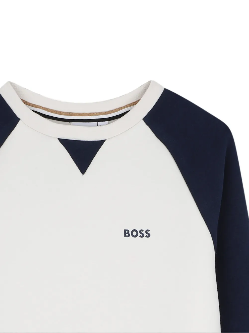 BOSS Kidswear Sweater met logoprint en raglan mouwen Beige
