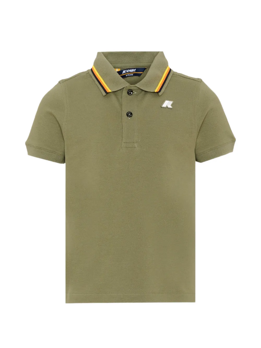 K Way Kids Vincent striped-trim polo shirt - Verde