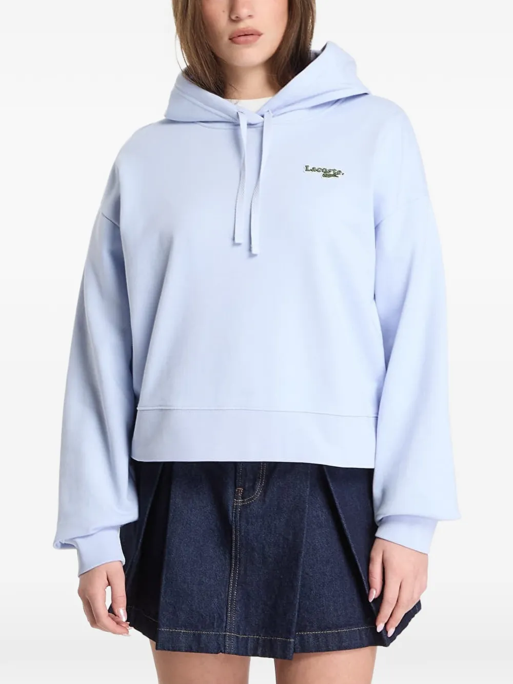 Lacoste logo-patch drawstring hoodie - Blu