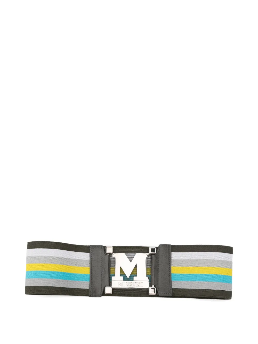 Missoni Pre-Owned 2010s logo-plaque striped belt - Marrone