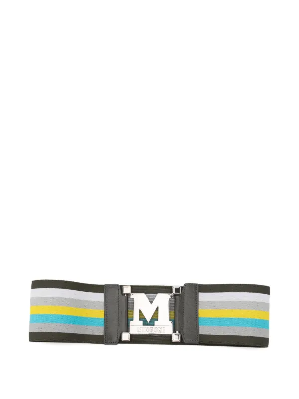 Missoni Pre-owned 2010s Logo-plaque Striped Belt in Brown