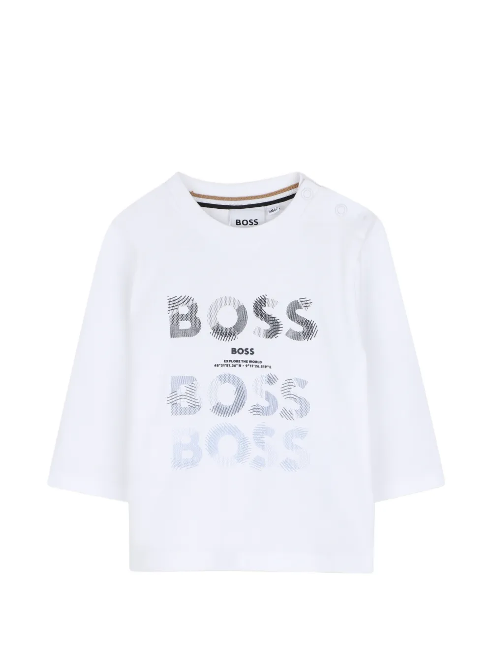 BOSS Kidswear T-shirt a maniche lunghe con logo - Bianco