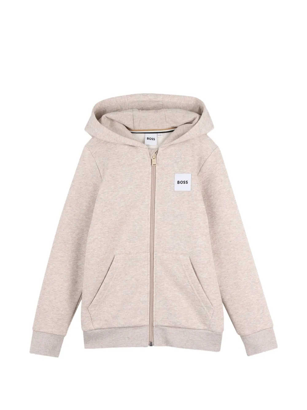 BOSS Kidswear Felpa con cappuccio, applicazione logo e zip - Toni neutri