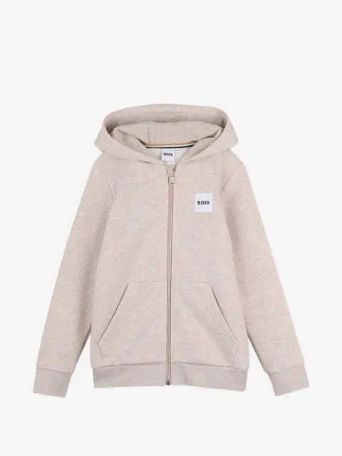 BOSS Kidswear hoodie con cierre y parche del logo