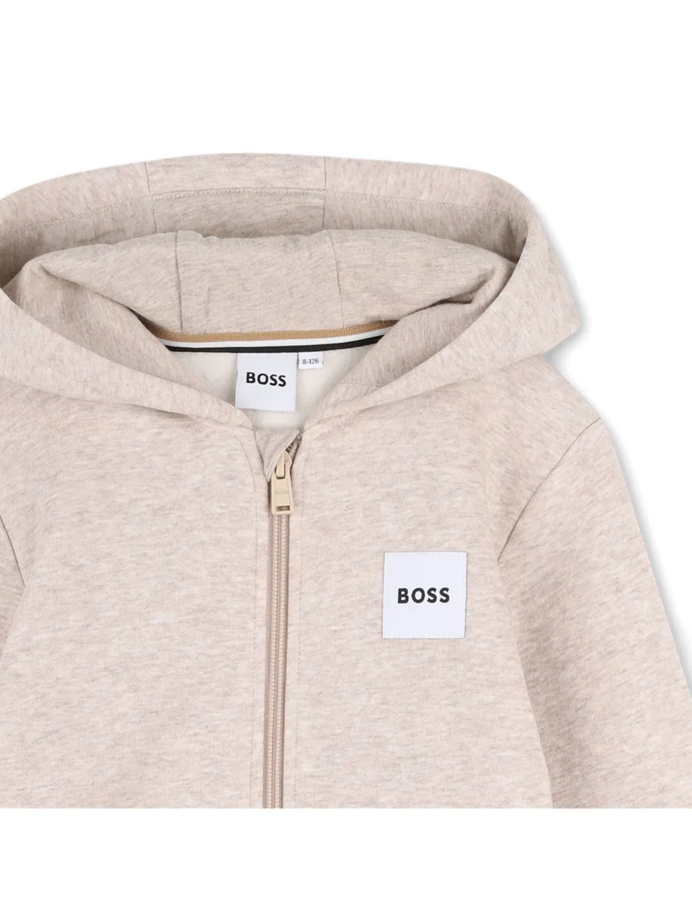 BOSS Kidswear Hoodie met rits Beige