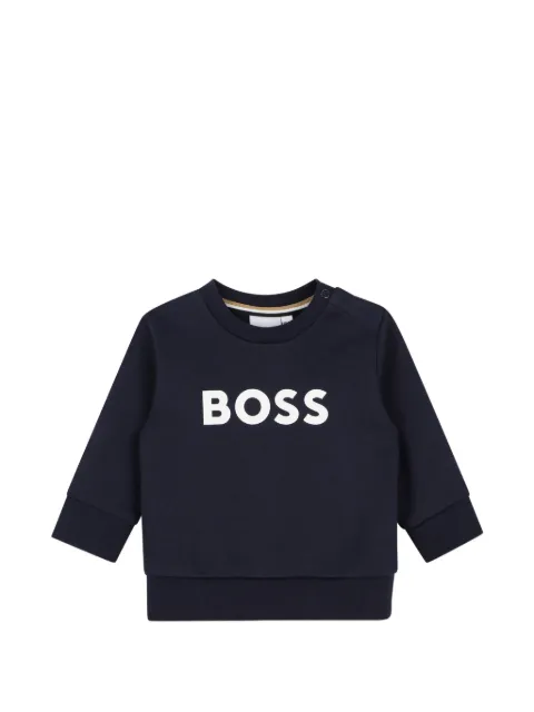 BOSS Kidswear logo-print shoulder-button sweater