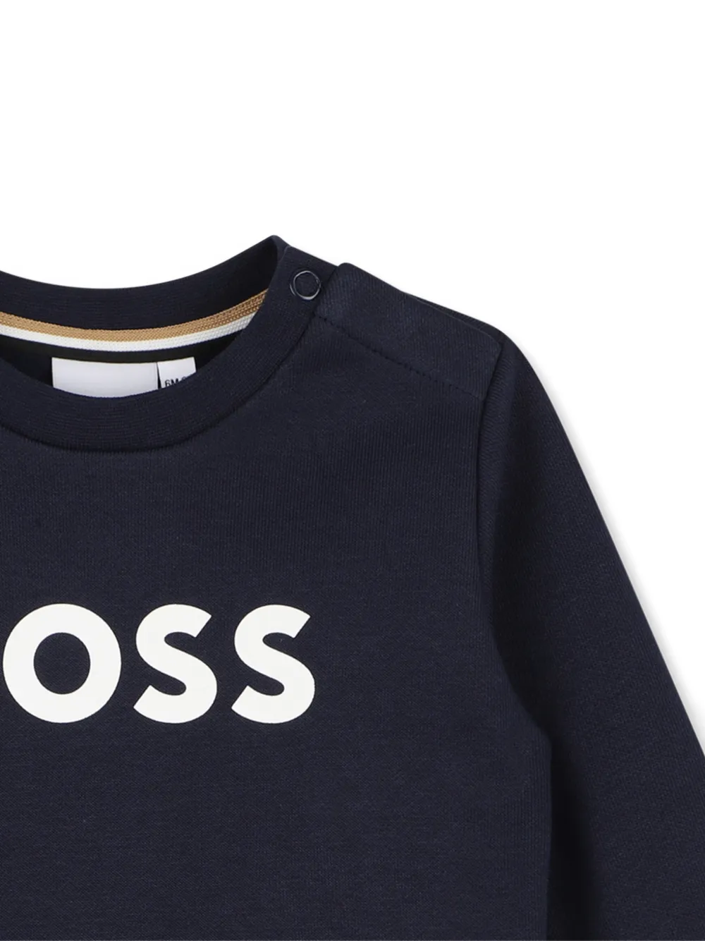 BOSS Kidswear logoprint trui met schouderknoop Blauw