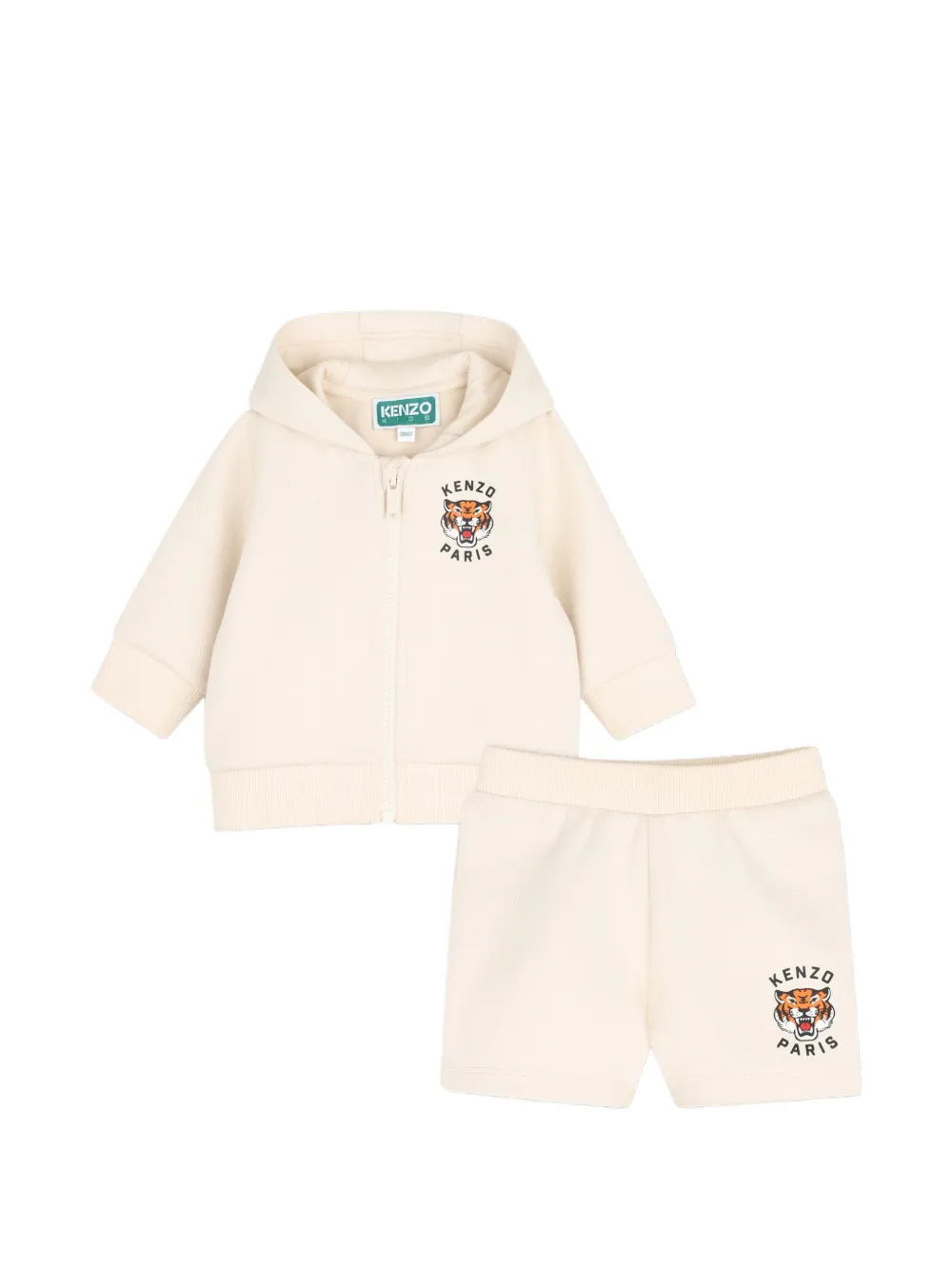 Kenzo Kids Set con felpa con cappuccio, shorts e zip Tiger - Toni neutri