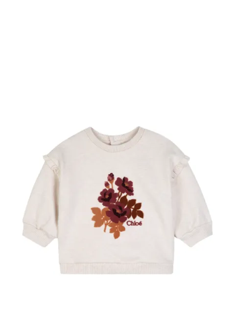 Chloé Kids ruffled floral-print sweater