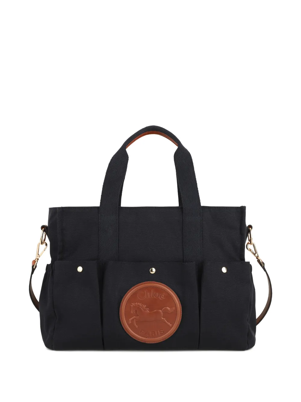 Chloé Kids horse-patch canvas changing bag set - Blau