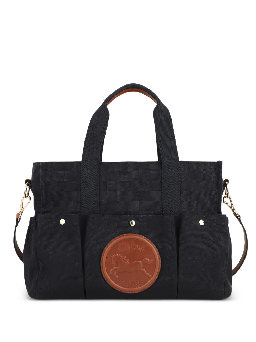 Chloé Kids horse-patch canvas changing bag set - Blu
