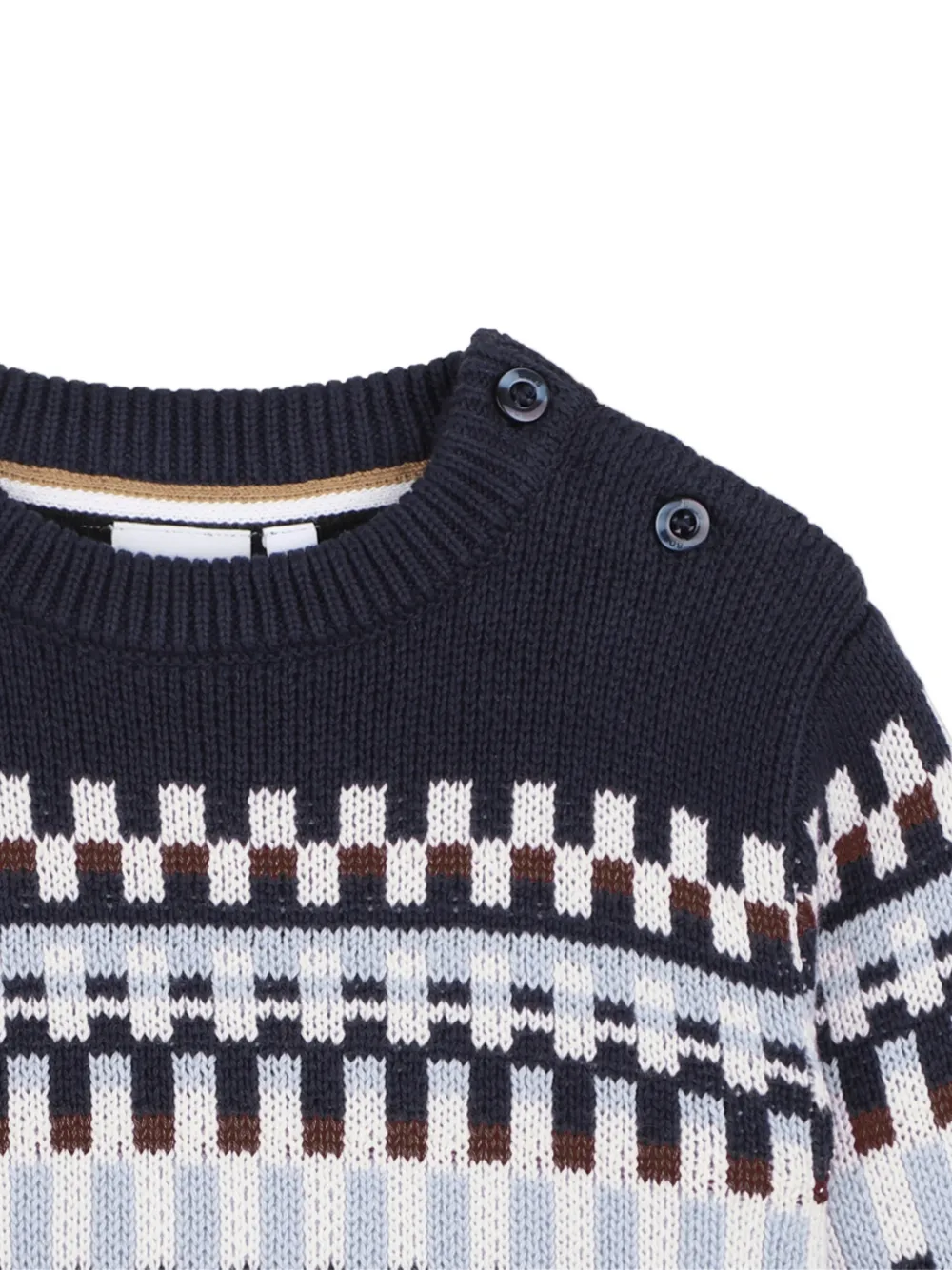 BOSS Kidswear Fair Isle gebreide trui Blauw
