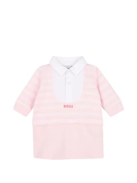 BOSS Kidswear vestido manga larga con rayas estampadas
