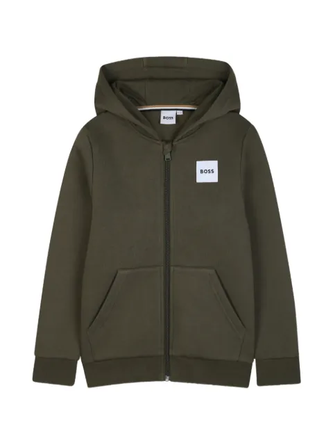 BOSS Kidswear logo-patch zip-up hoodie