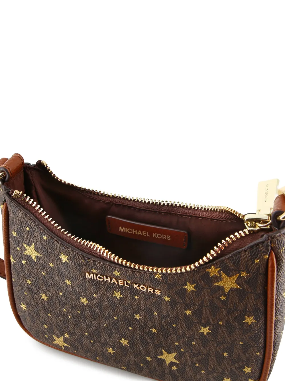 Michael Kors Kids Schoudertas met monogram-print en ster-patroon Bruin