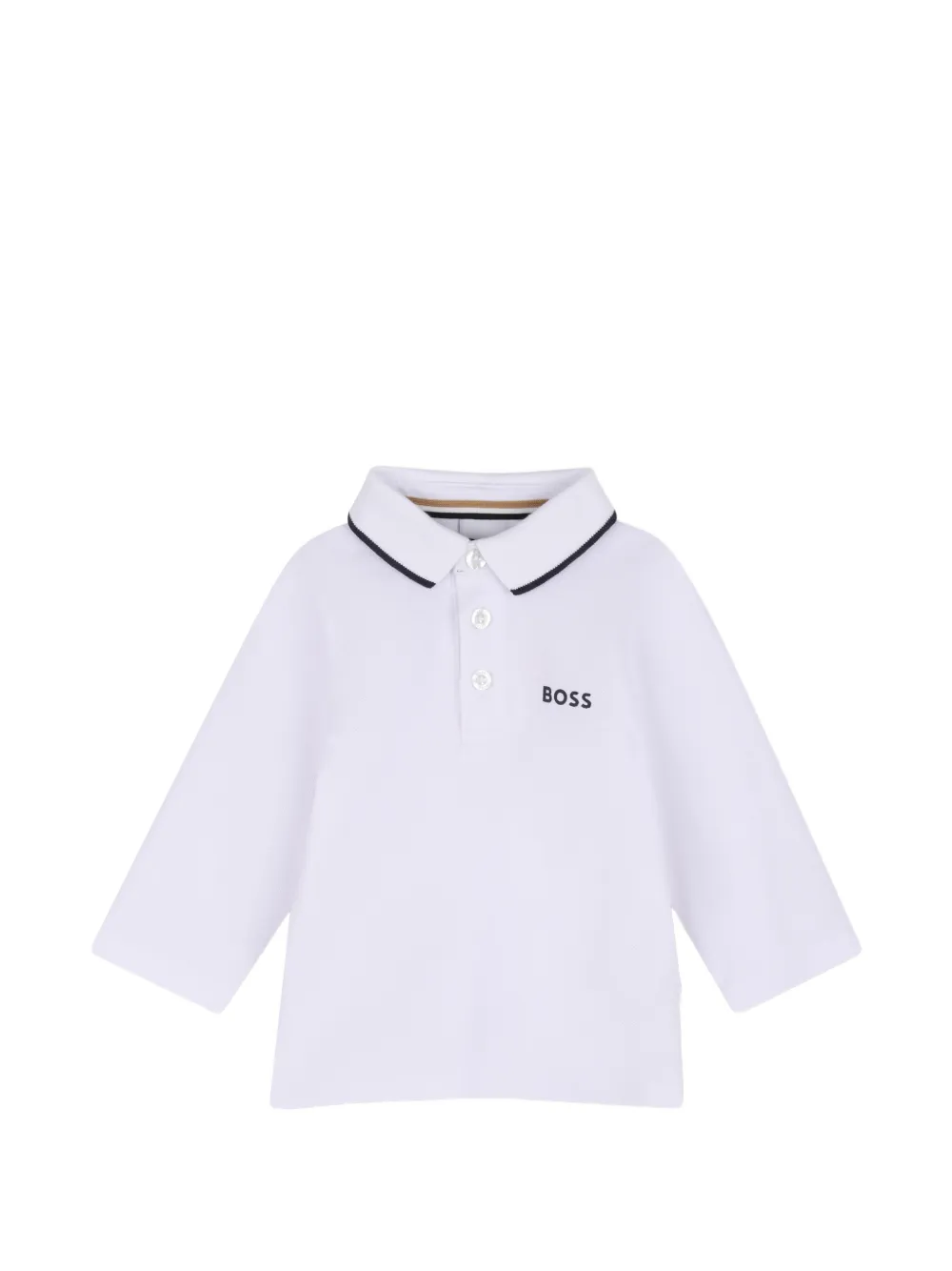 BOSS Kidswear Polo a maniche lunghe con logo - Bianco