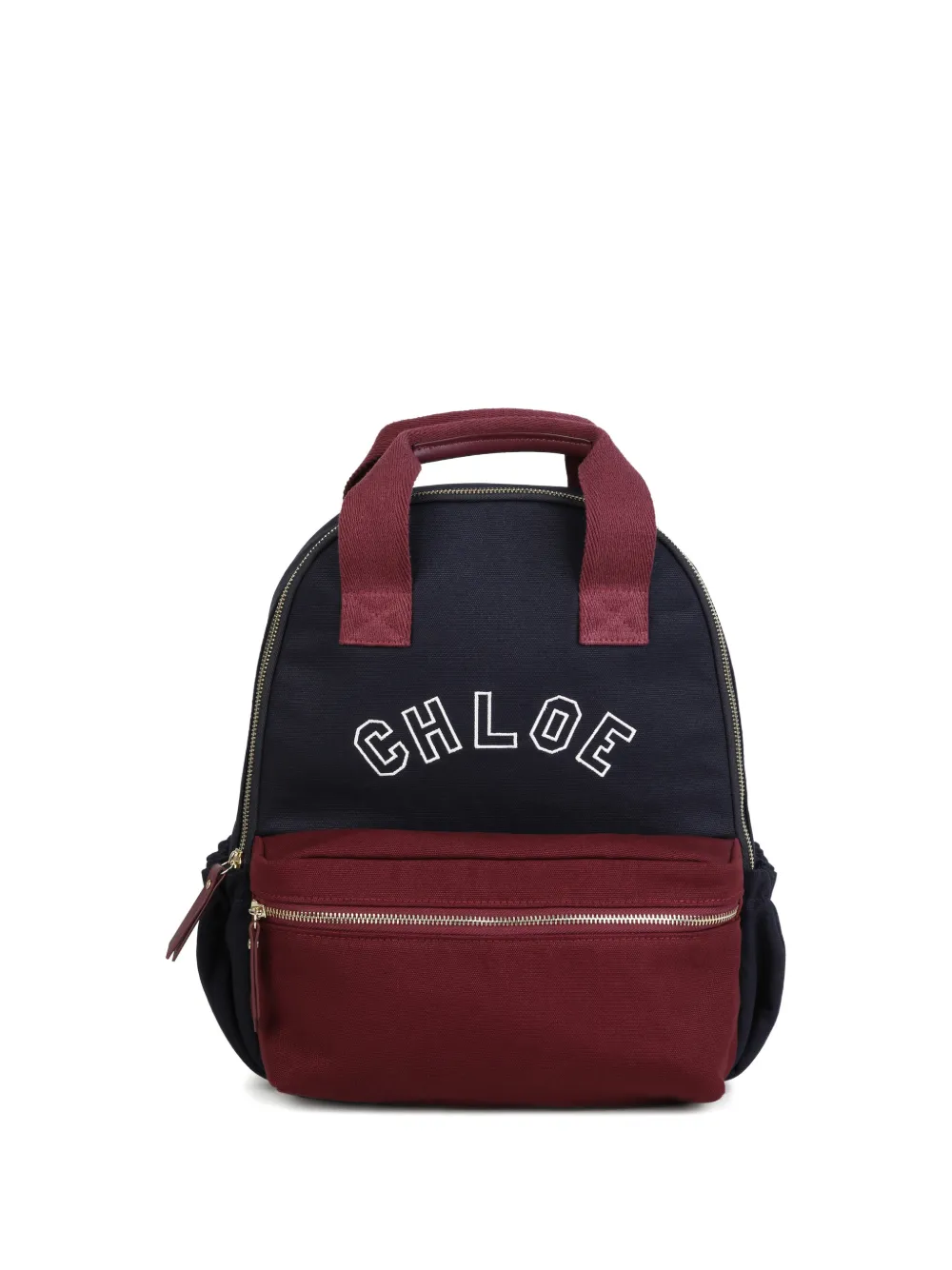 Chloé Kids logo-embroidered canvas backpack - Blau