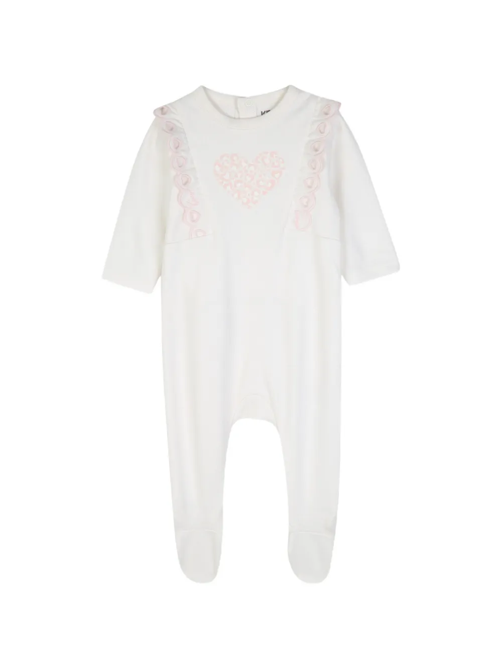 Kenzo Kids Romperset met ruches en hart-print Beige