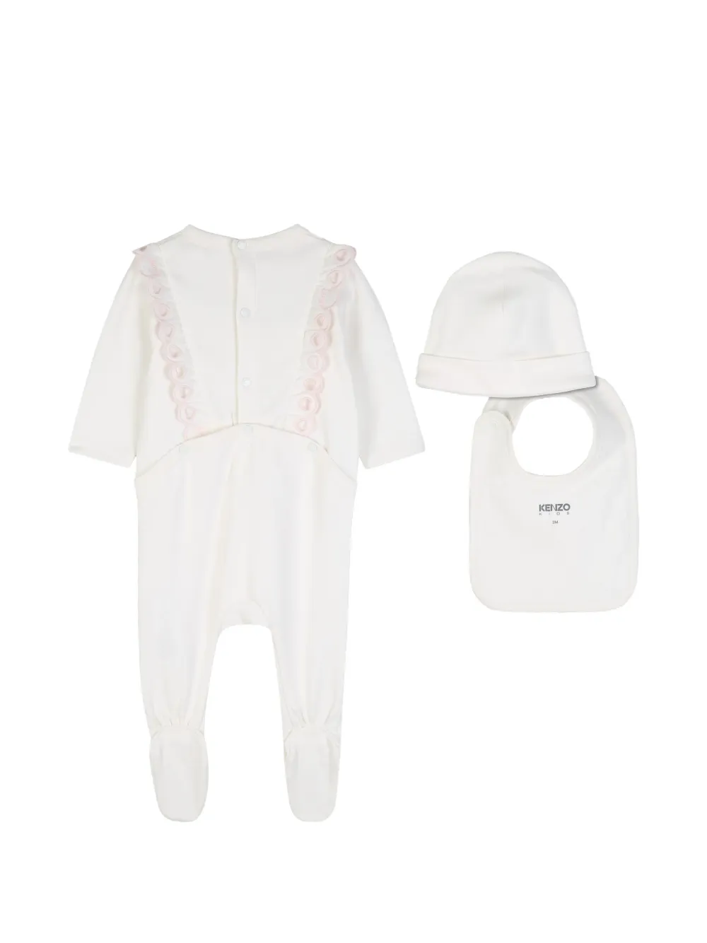Kenzo Kids Romperset met ruches en hart-print Beige