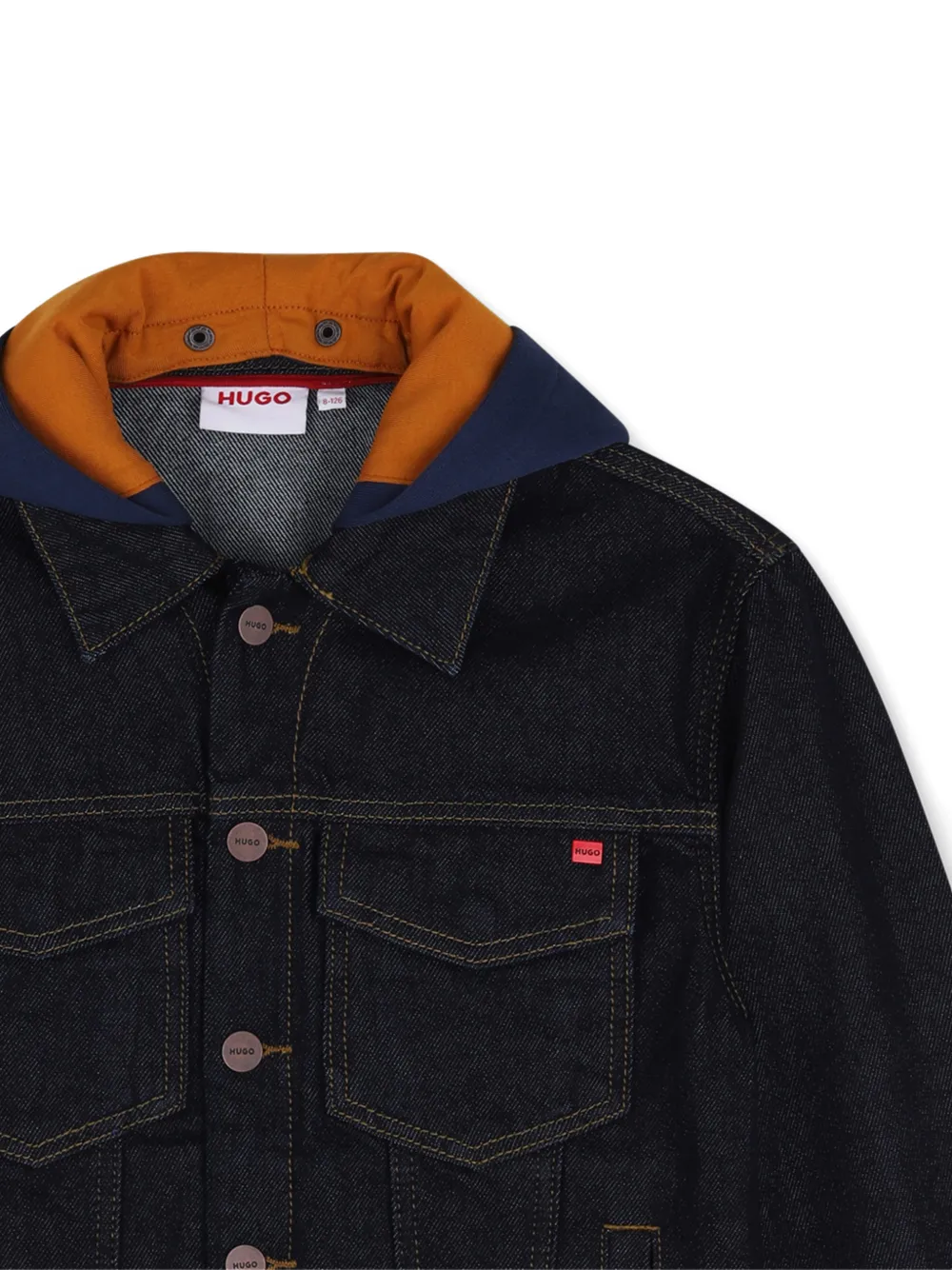 HUGO KIDS Denim jack met capuchon en knoopsluiting Blauw