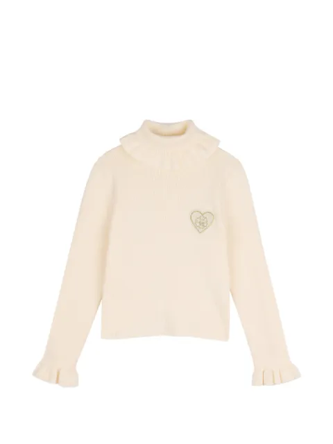Chloé Kids ruffle-trim heart-patch sweater