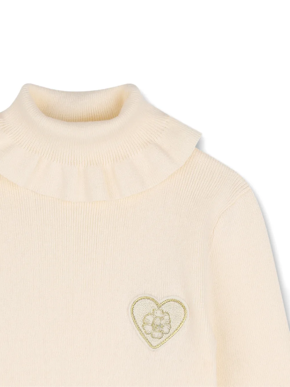 Chloé Kids Trui met ruches en hart-patch Beige