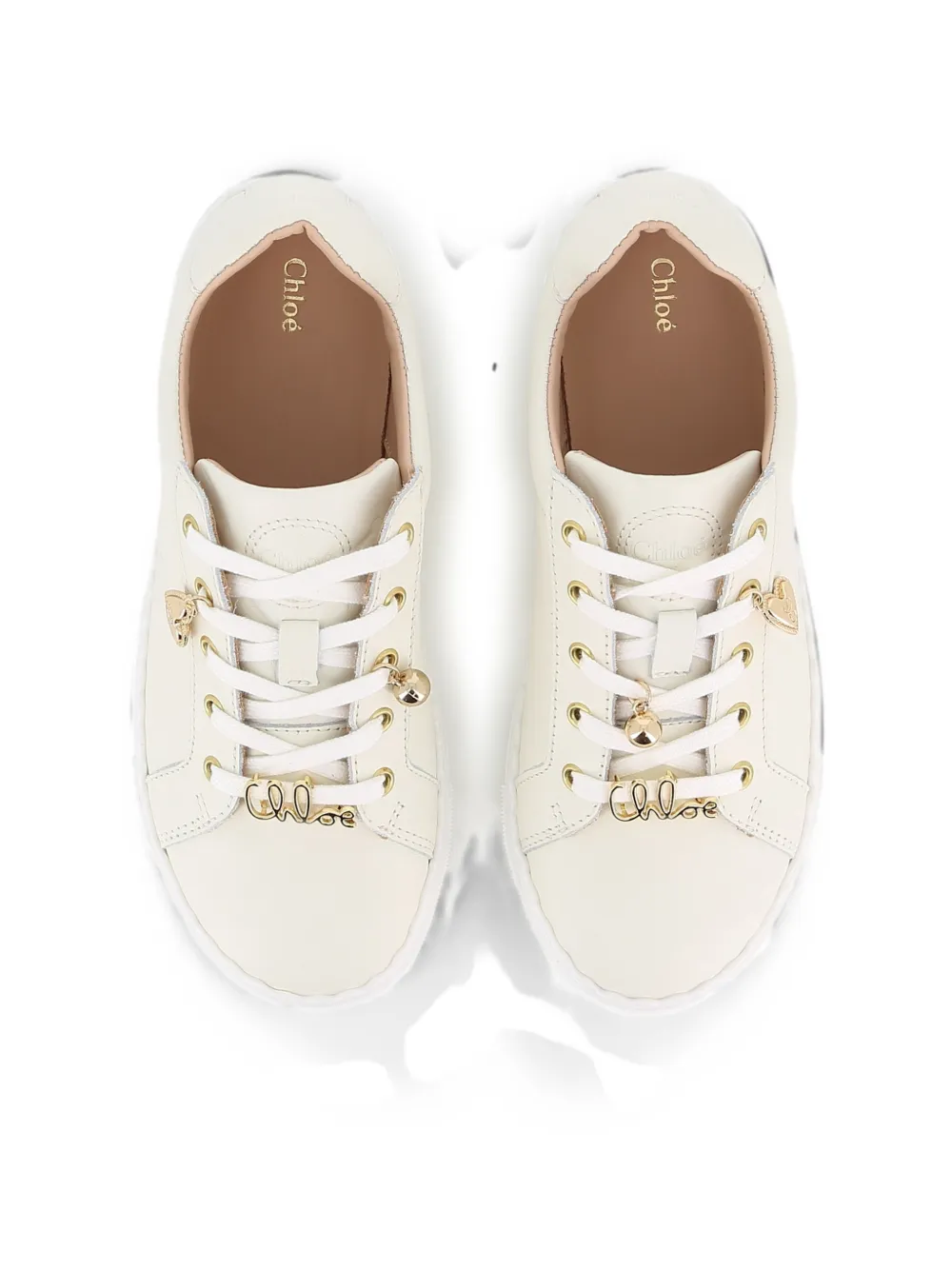 Chloé Kids scalloped leather sneakers Beige
