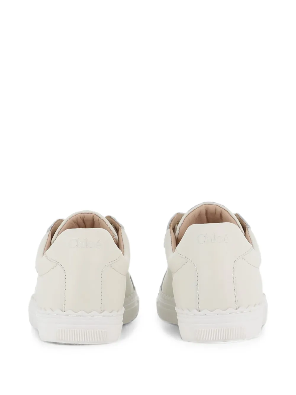 Chloé Kids scalloped leather sneakers Beige