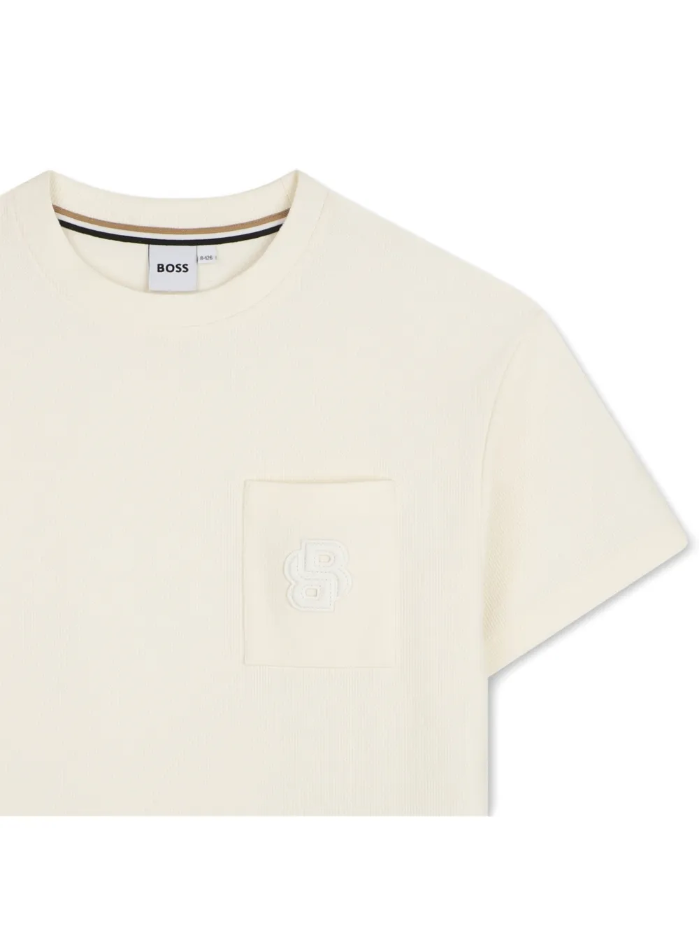 BOSS Kidswear T-shirt met logopatch Beige
