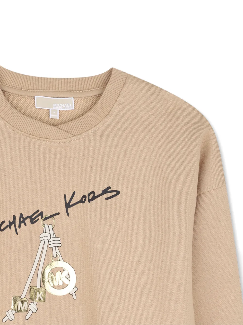 Michael Kors Kids Katoenen sweater met logoprint Beige