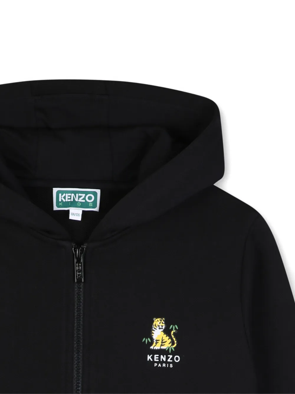 Kenzo Kids Hoodie met tijger-patch en rits Zwart