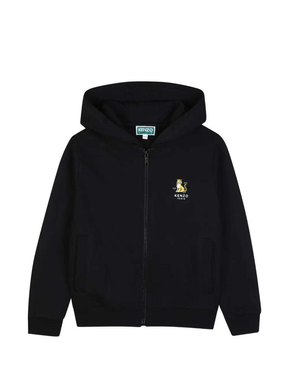 Kenzo Kids Hoodie met tijger-patch en rits Zwart