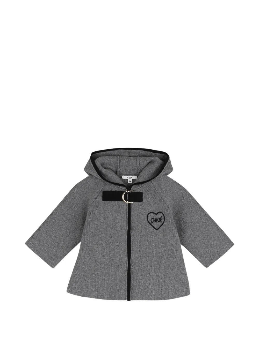 Chloé Kids Kapuzen-Cape mit Herzstickerei - Grau