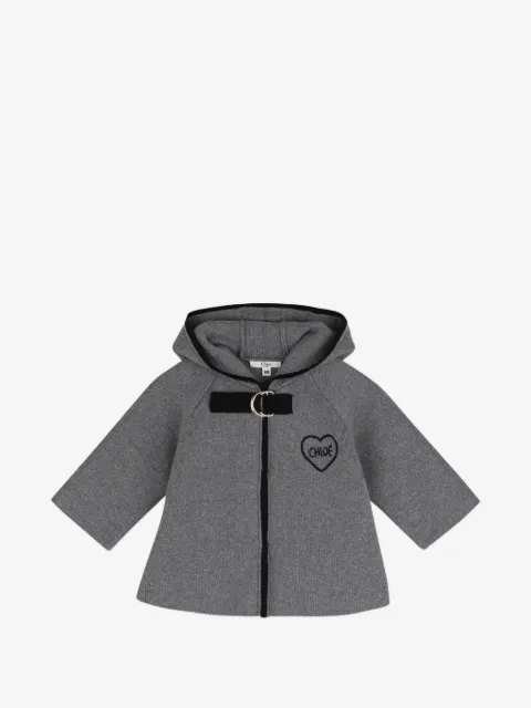 Chloé Kids heart-embroidered hooded cape
