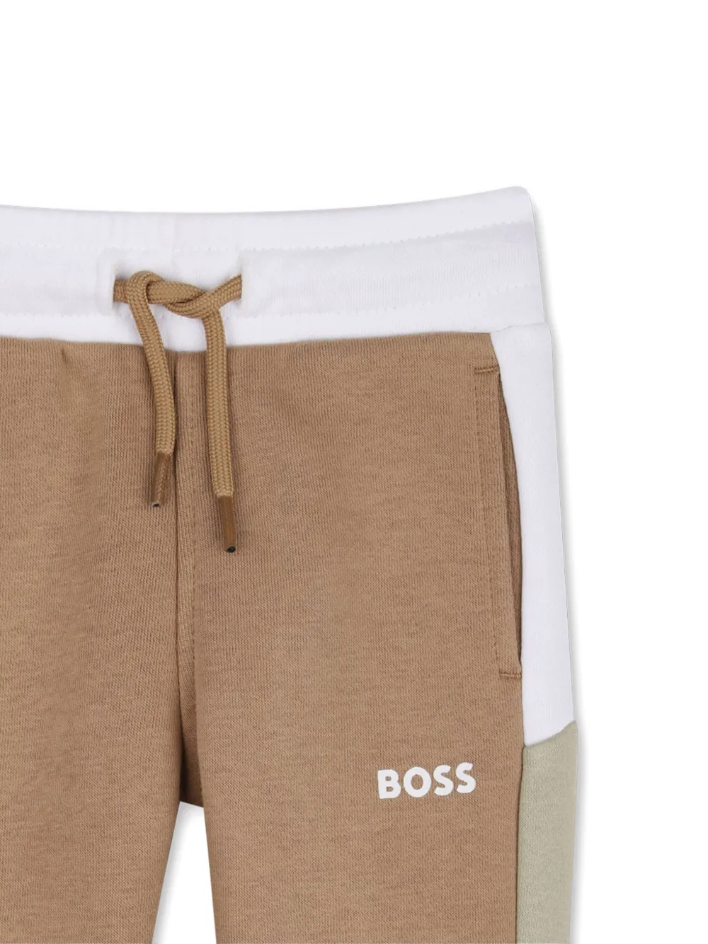 BOSS Kidswear Trainingsbroek met logoprint Beige