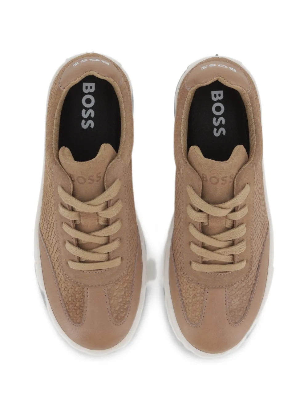 BOSS Kidswear perforated panelled sneakers Beige