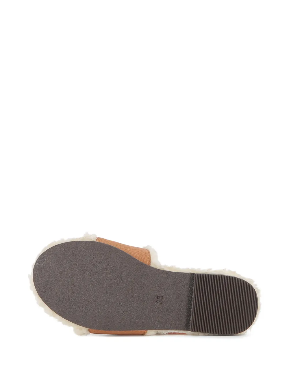 Chloé Kids Sandalen met geborduurd logo en lammy-effect Beige