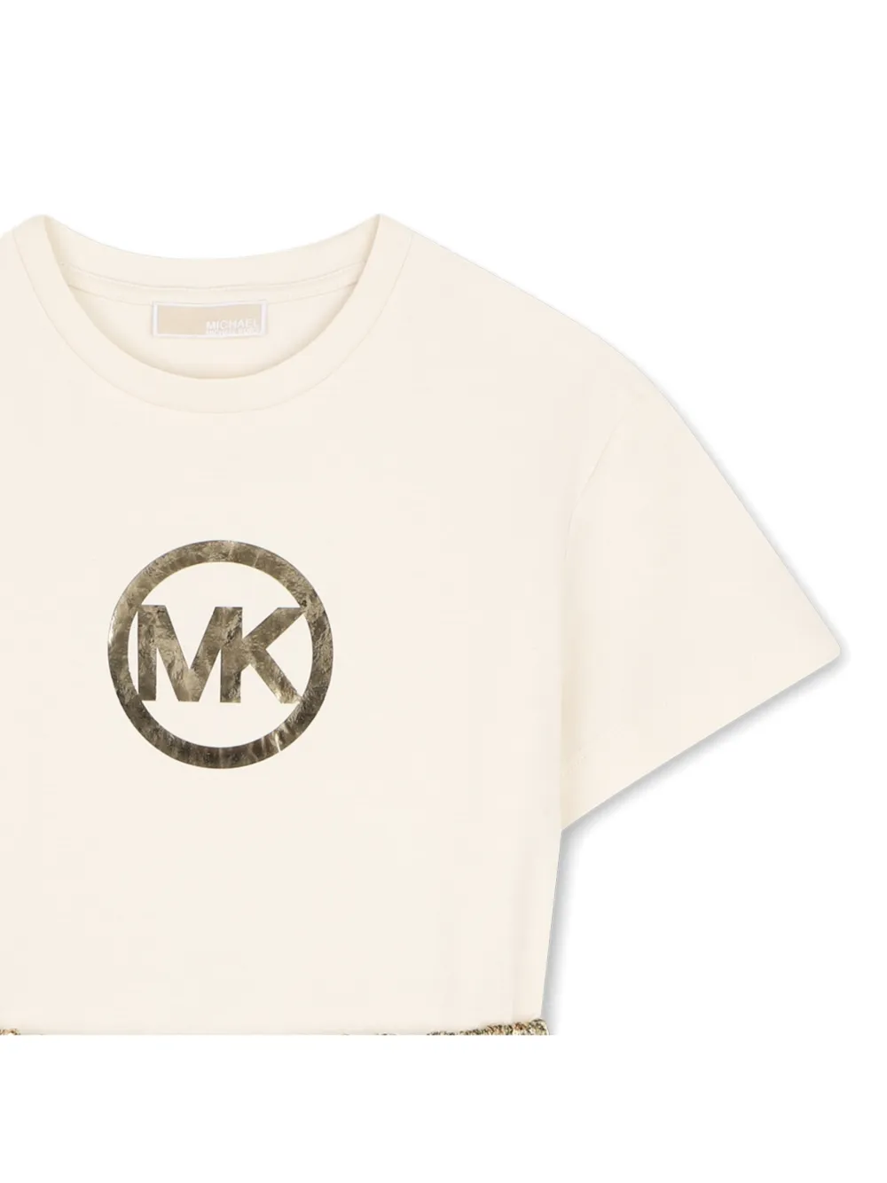 Michael Kors Kids Twee jurk met logo-print Beige