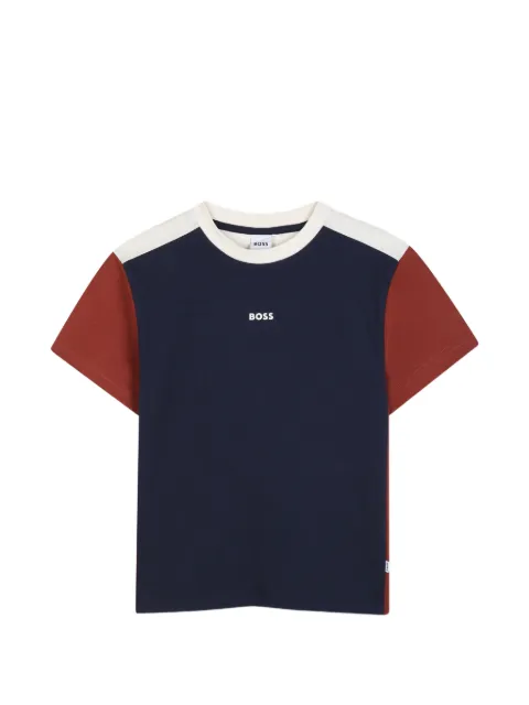 BOSS Kidswear logo-print colour-block T-shirt