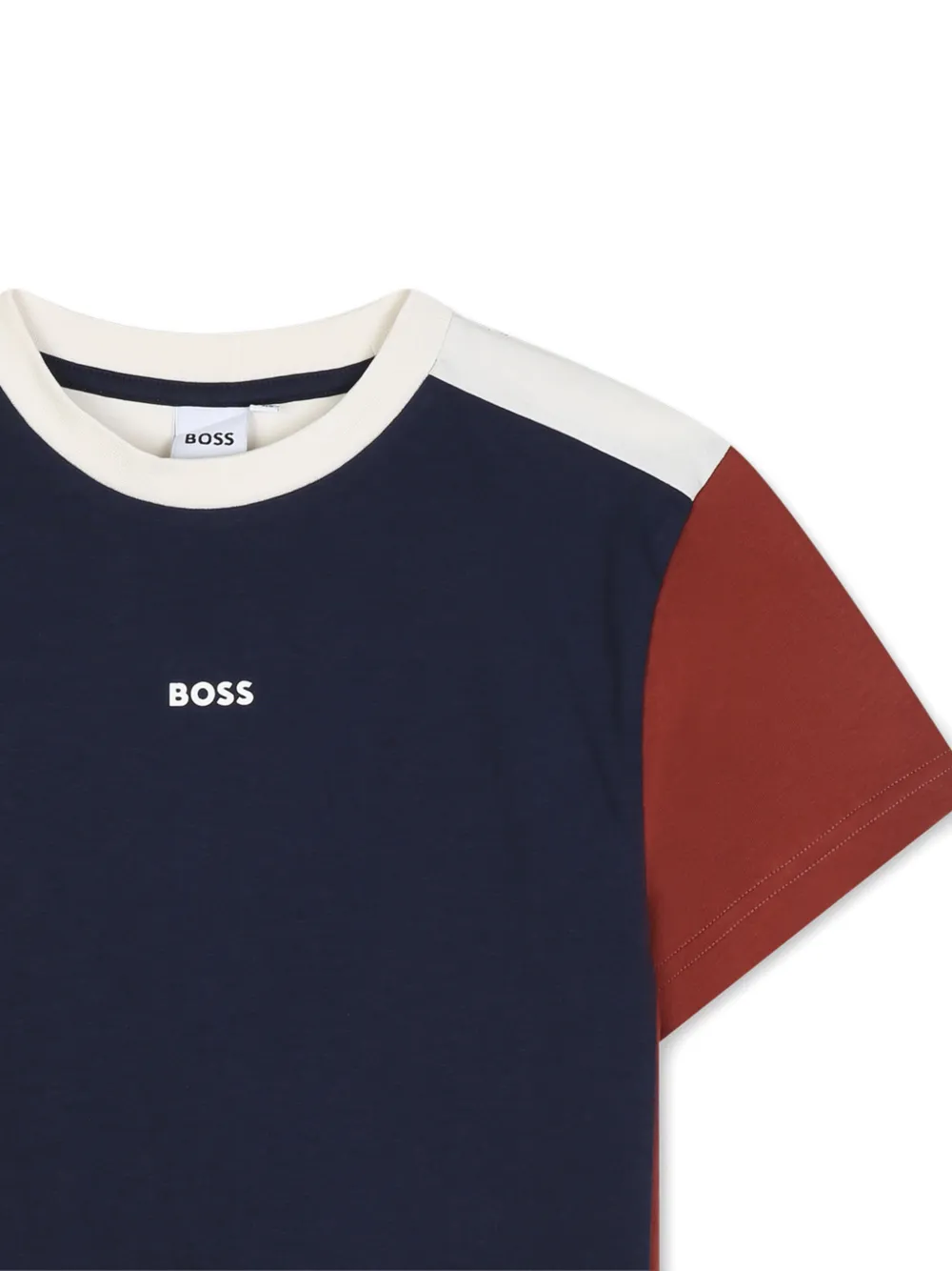 BOSS Kidswear T-shirt met colourblocking Blauw