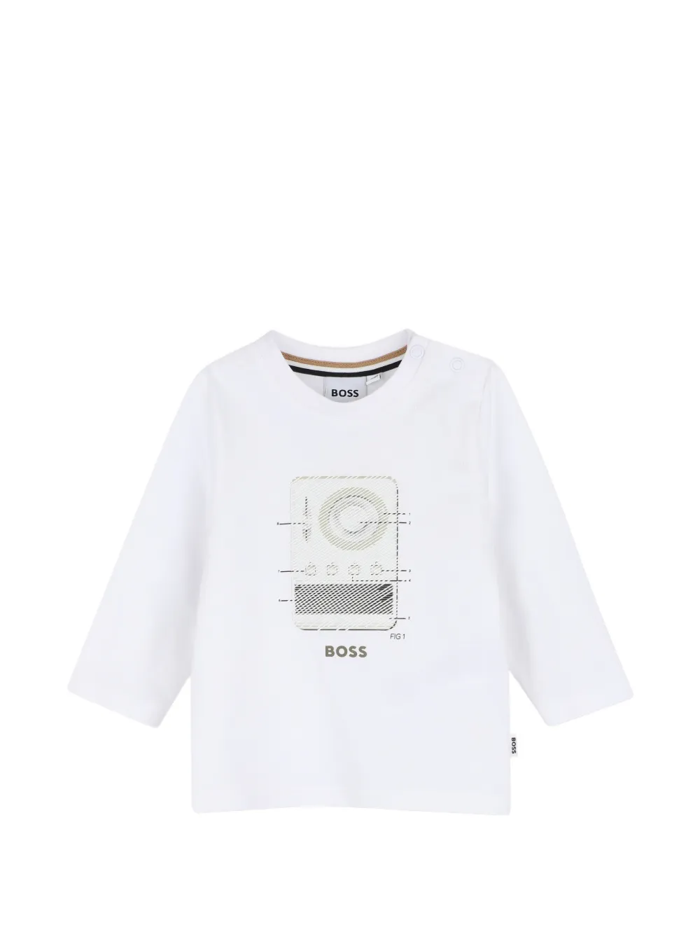 BOSS Kidswear T-shirt con stampa grafica e maniche lunghe - Bianco