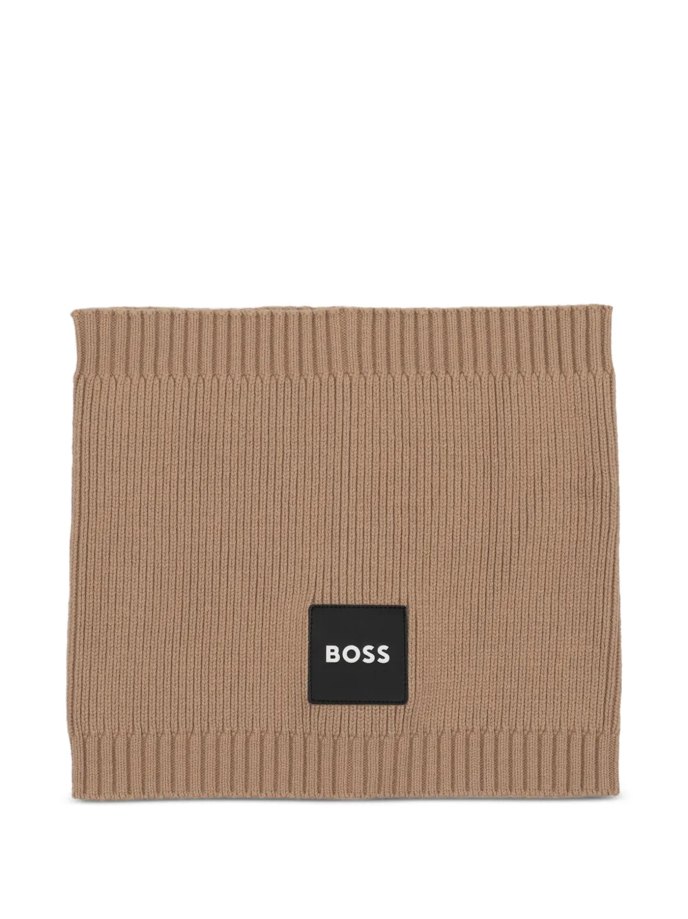 BOSS Kidswear logo-patch ribbed-knit snood - Neutrals