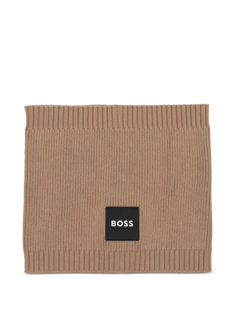 BOSS Kidswear cuello tejido de canalé con parche del logo