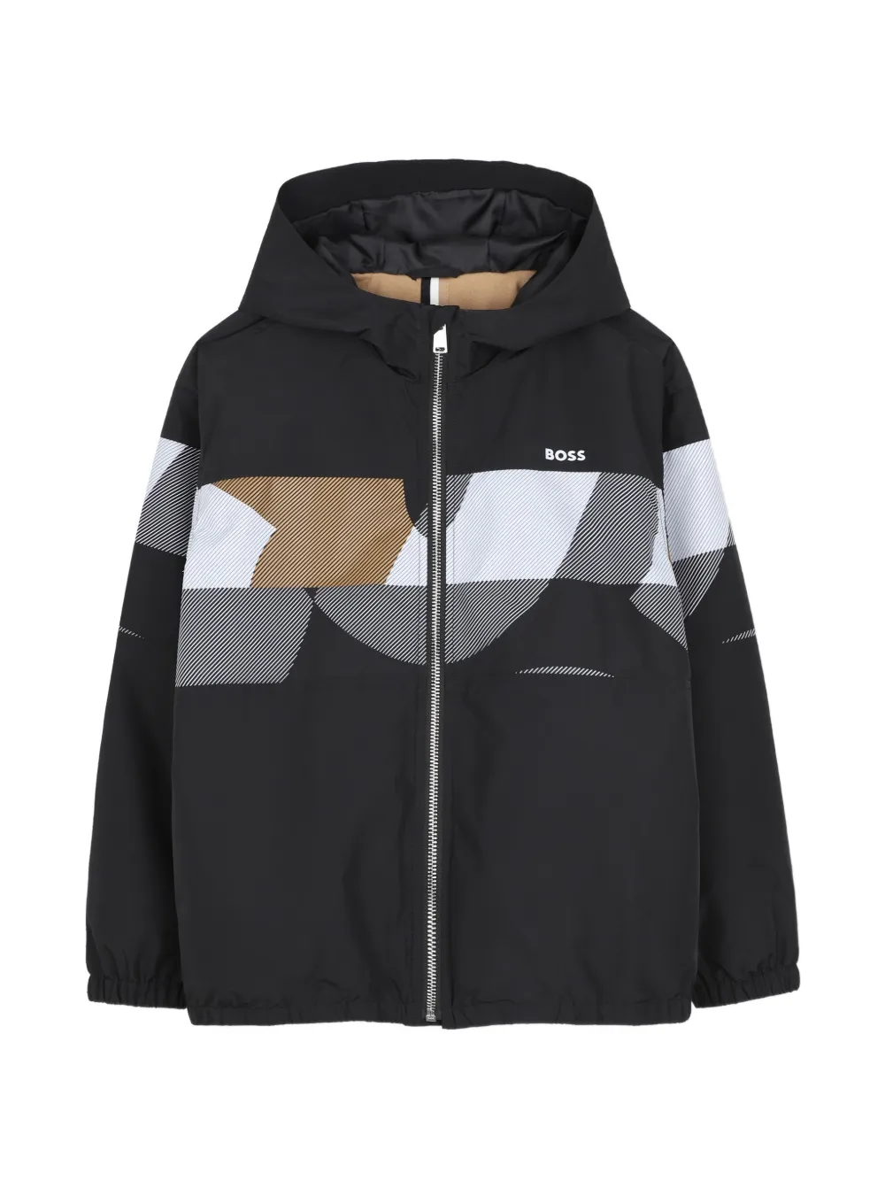 BOSS Kidswear logo-print hooded jacket - Black