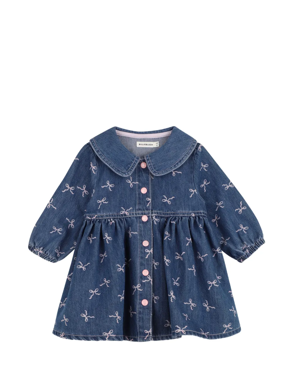 Billieblush long-sleeve bow-print dress - Blue